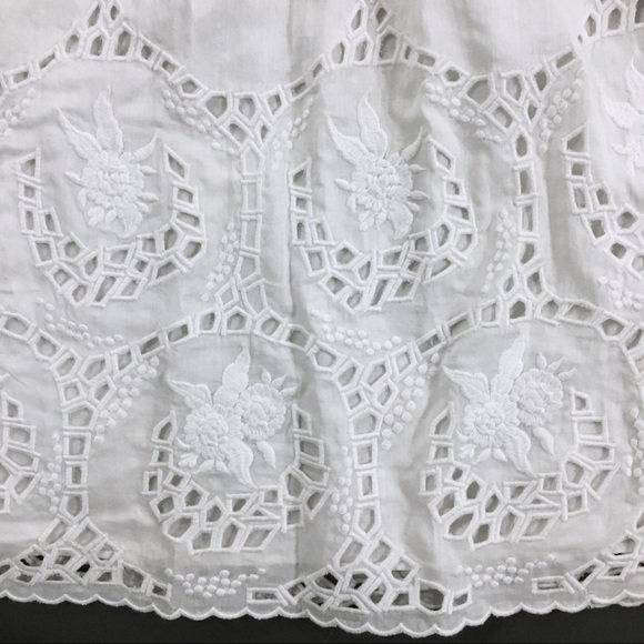 Theory White Eyelet Elastic Draw Waist Skirt - Picture 6 of 8